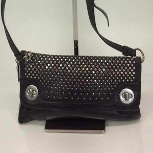 Used Marc Jacobs studded black leather crossbody bag with adjustable strap